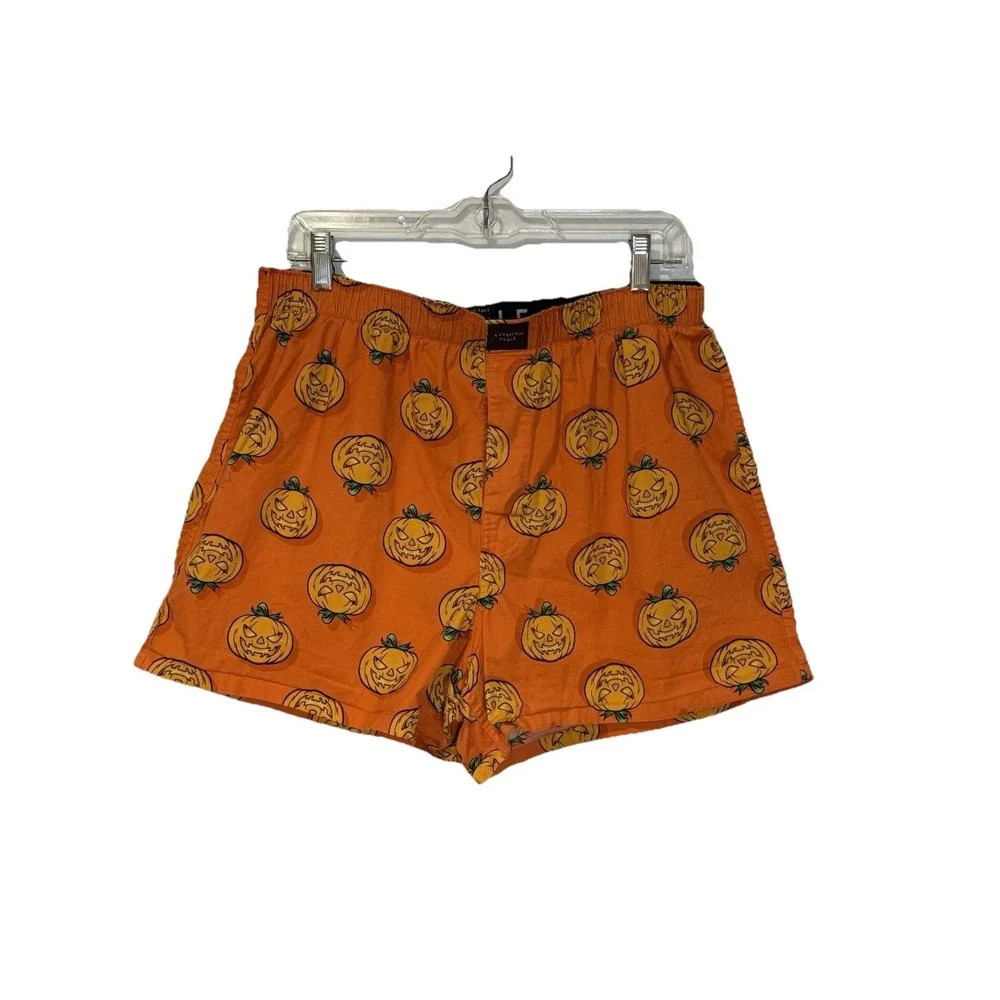 American Eagle Men's Halloween Pumpkin Novelty Boxer Shorts L/G 35-38 Orange